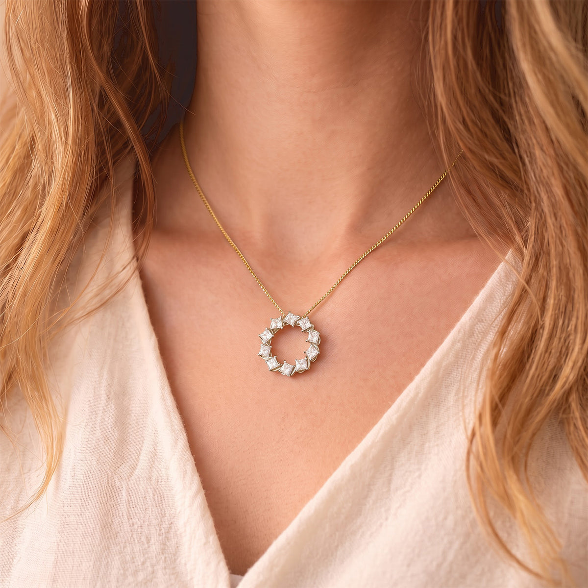D'Joy - Moissanite Pendant with Chain (Size 18) in Yellow Gold Plated Sterling Silver 1.70 Ct. 4539010 1