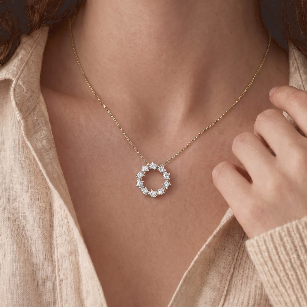 D'Joy - Moissanite Pendant with Chain (Size 18) in Yellow Gold Plated Sterling Silver 1.70 Ct._4539010_2