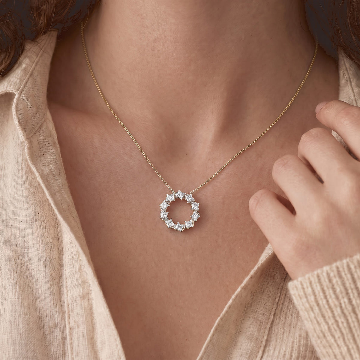 D'Joy - Moissanite Pendant with Chain (Size 18) in Yellow Gold Plated Sterling Silver 1.70 Ct. 4539010 2