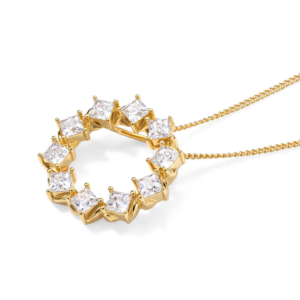 D'Joy - Moissanite Pendant with Chain (Size 18) in Yellow Gold Plated Sterling Silver 1.70 Ct. 4539010 3