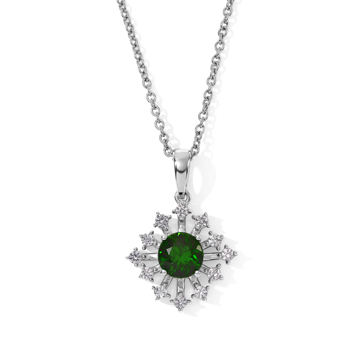 Natural Chrome Diopside, White Zircon Pendant with Chain (Size 20) in Platinum Overlay Sterling Silver 0.24 ct 1.690 Ct. 4539139 1