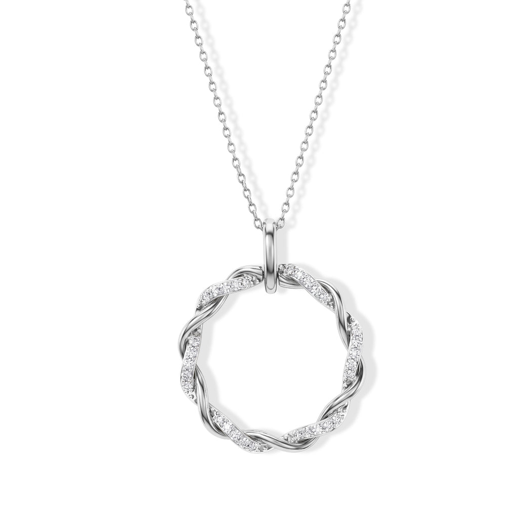 D'Joy - Natural White Diamond (I3/G-H) Pendant with Chain (Size 18+2 Ext) in Rhodium Overlay Sterling Silver_4539175