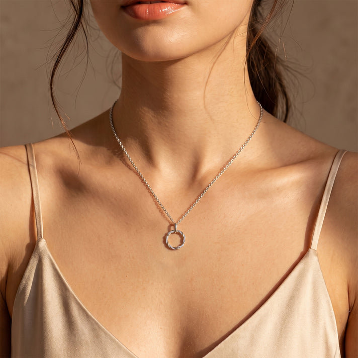 The Tokyo Treasure - Natural White Diamond (I3/G-H) Circular Pendant with Chain (Size 18+2 Ext) in Rhodium Overlay Sterling Silver 4539175 2