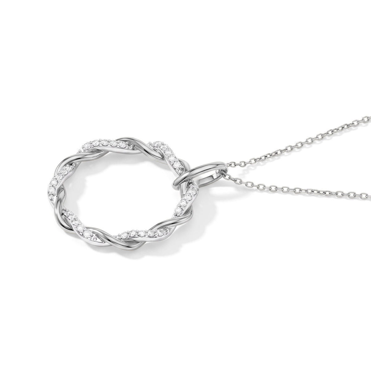 The Tokyo Treasure - Natural White Diamond (I3/G-H) Circular Pendant with Chain (Size 18+2 Ext) in Rhodium Overlay Sterling Silver 4539175 4