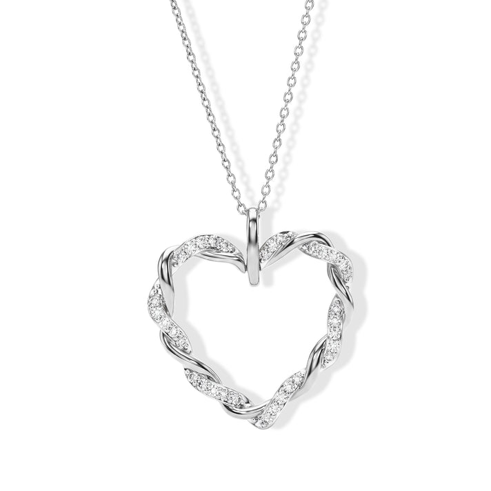 The Tokyo Treasure - Natural White Diamond (I3-G-H) Heart Pendant with Chain (Size 18-2 Ext) in Rhodium Overlay Sterling Silver 4539192 1