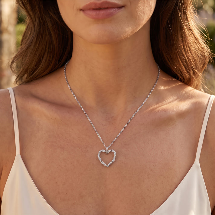 The Tokyo Treasure - Natural White Diamond (I3-G-H) Heart Pendant with Chain (Size 18-2 Ext) in Rhodium Overlay Sterling Silver 4539192 2