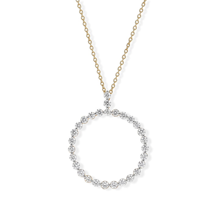 D'Joy - Natural White Diamond (I3-G-H) Circular Pendant with Chain (Size 18-2 Ext) in 18K Vermeil Yellow Gold Plated Sterling Silver 1.00 Ct. 4539227 1