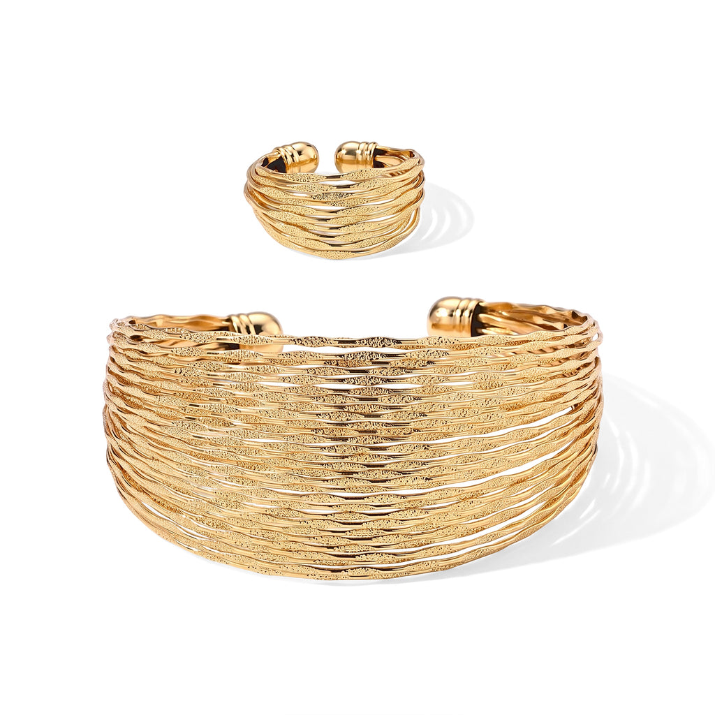2 Piece Set -  Bangle and Ring Pure Yellow Brass_4539435