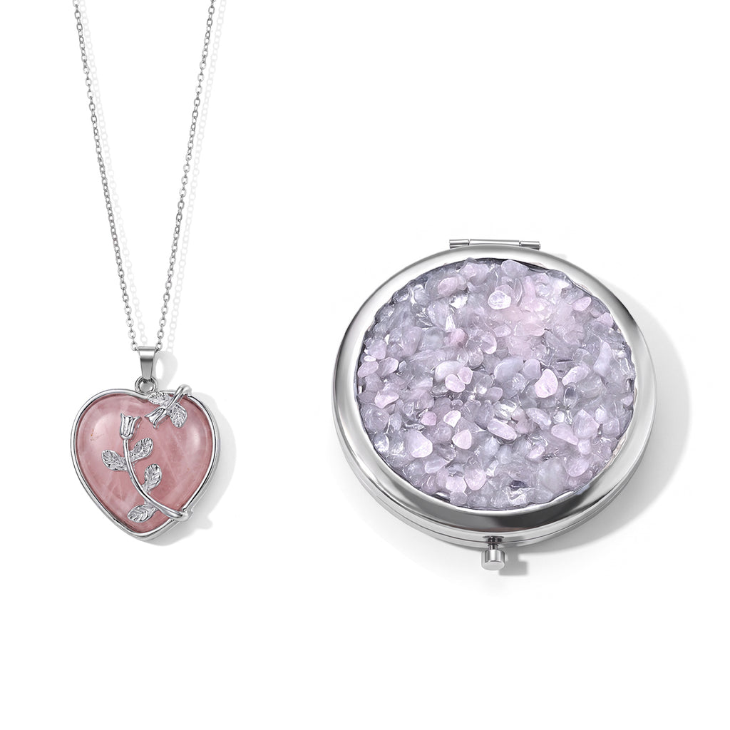 2 Piece Set -  Rose Quartz,  Glass Accessories,Pendant with Chain (Size 20) 130.00ct  130.000  Ct._4539503