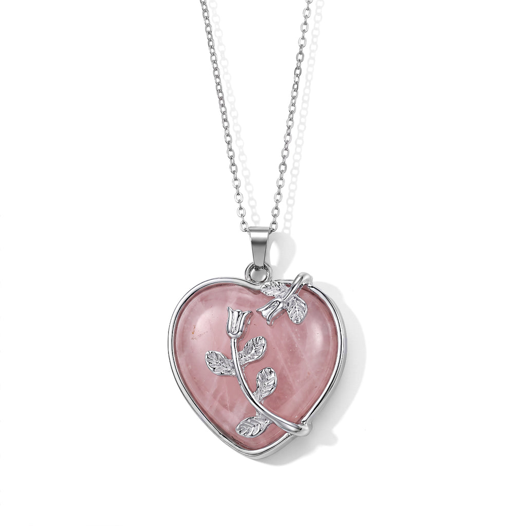 2 Piece Set -  Rose Quartz,  Glass Accessories,Pendant with Chain (Size 20) 130.00ct  130.000  Ct._4539503_2
