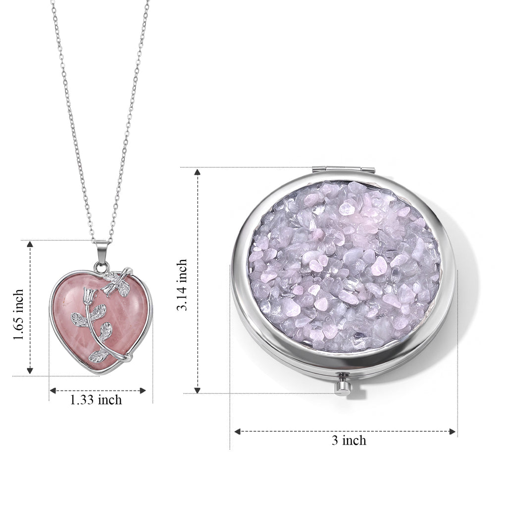 2 Piece Set -  Rose Quartz,  Glass Accessories,Pendant with Chain (Size 20) 130.00ct  130.000  Ct._4539503_9