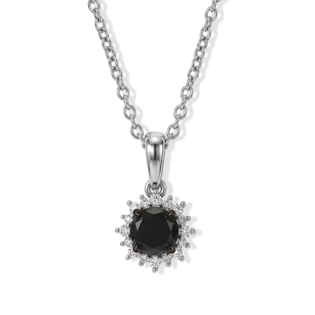 Black Diamond,  White Diamond Pendant with Chain (Size 20) in Rhodium Overlay Sterling Silver 0.16 ct  0.990  Ct._4539892
