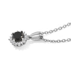 Black Diamond,  White Diamond Pendant with Chain (Size 20) in Rhodium Overlay Sterling Silver 0.16 ct  0.990  Ct._4539892_3