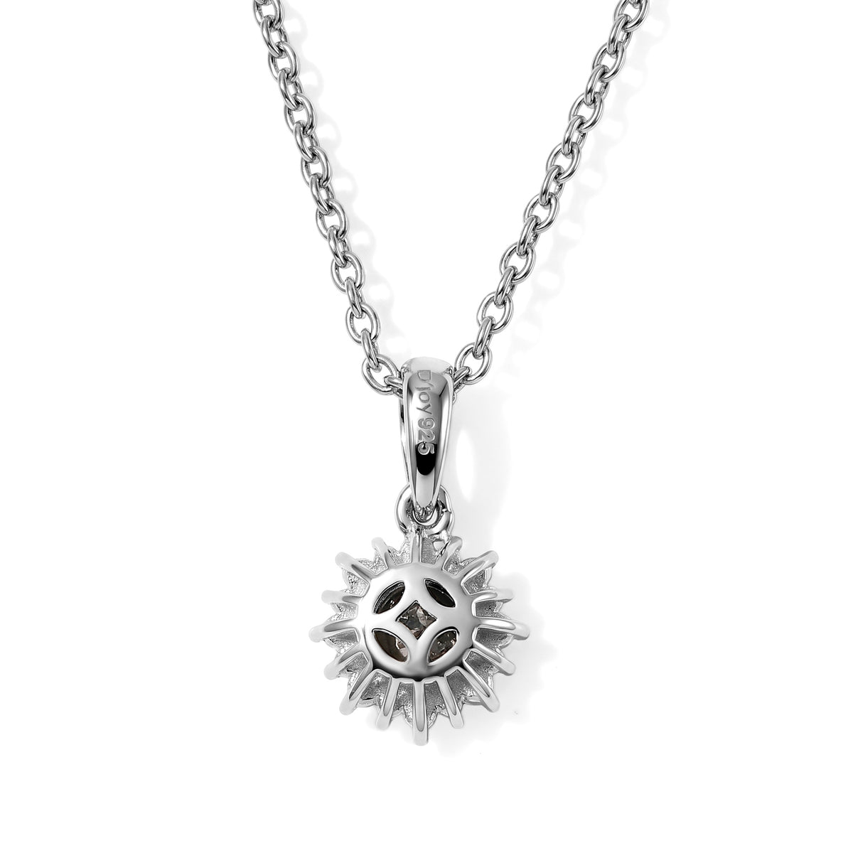 D'Joy - Black Diamond &amp; White Diamond Halo Pendant with Chain (Size 20) in Rhodium Overlay Sterling Silver 1.00 Ct. 4539892 4