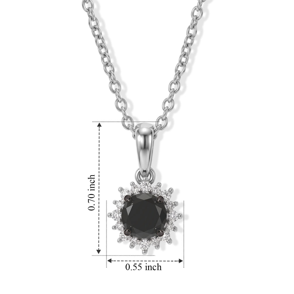 Black Diamond,  White Diamond Pendant with Chain (Size 20) in Rhodium Overlay Sterling Silver 0.16 ct  0.990  Ct._4539892_5
