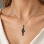 Black Diamond Pendant with Torn Chain 19DC (Size 20) in Rhodium Overlay Sterling Silver 0.10 ct  0.480  Ct._4539900_1