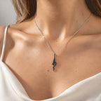 Black Diamond Pendant with Torn Chain 19DC (Size 20) in Rhodium Overlay Sterling Silver 0.10 ct  0.480  Ct._4539900_2