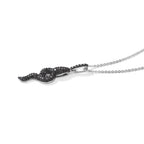 Black Diamond Pendant with Torn Chain 19DC (Size 20) in Rhodium Overlay Sterling Silver 0.10 ct  0.480  Ct._4539900_3
