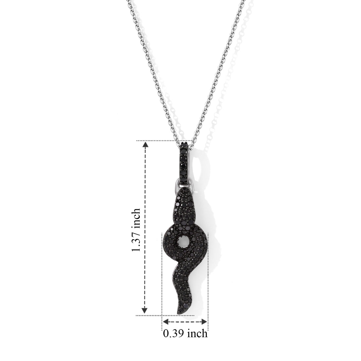 D'Joy - Black Diamond Pendant with Chain (Size 20) in Rhodium Overlay Sterling Silver 0.50 Ct. 4539900 4