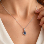 Luxuriant - AAA Lab Grown Alexandrite & Lab Grown Diamond (SI/G-H) Pendant with Chain (Size 20) in Rhodium Overlay Sterling Silver 1.05 Ct._4539928_2