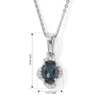 Luxuriant - AAA Lab Grown Alexandrite & Lab Grown Diamond (SI/G-H) Pendant with Chain (Size 20) in Rhodium Overlay Sterling Silver 1.05 Ct._4539928_5