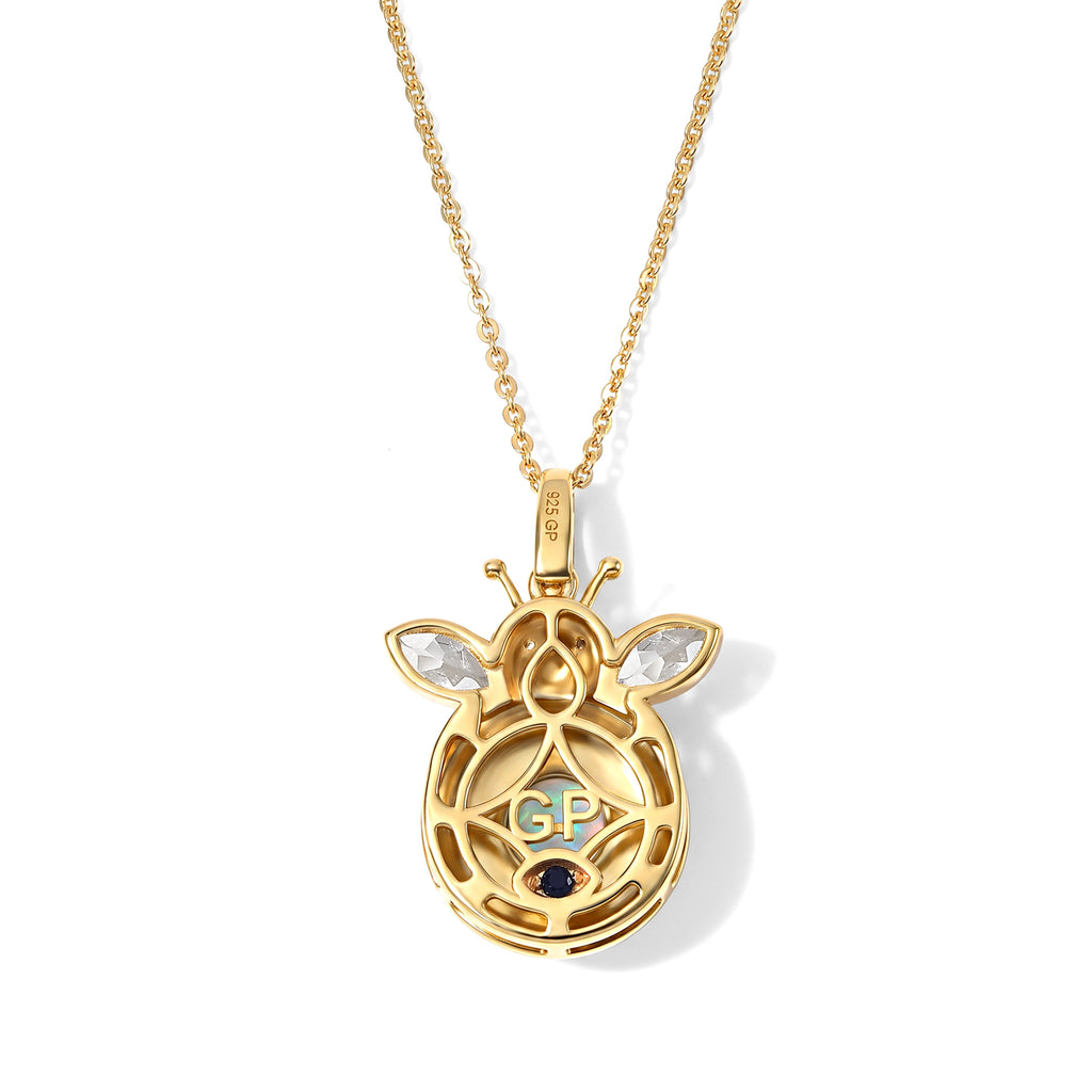 Ethiopian Opal,  Kanchanaburi Blue Sapphire,  White Zircon,  Black Spinel Pendant with Chain (Size 20)  Sterling Silver 0.07 ct  Silver Wt. 5.5 Gms  0.690  Ct._4539951_5