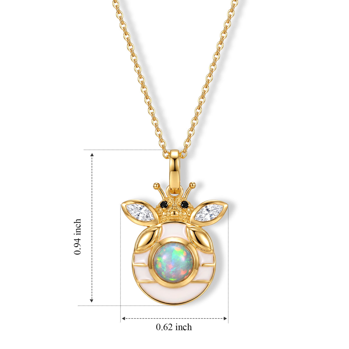 GP - AAA Ethiopian Opal, White Zircon, Black Spinel &amp; Blue Sapphire Pendant with Chain (Size 20) in Yellow Gold Plated Sterling Silver 1.00 Ct. 4539951 6