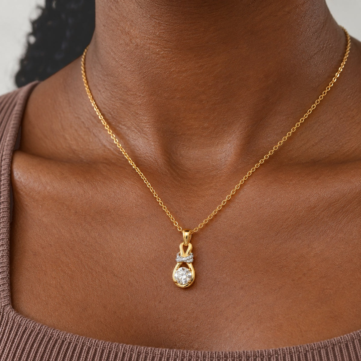D'Joy - Moissanite Pendant in Yellow Gold Plated with Chain (Size 20) 1.08 Ct. 4540303 1
