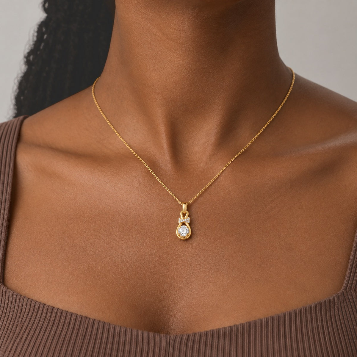 D'Joy - Moissanite Pendant in Yellow Gold Plated with Chain (Size 20) 1.08 Ct. 4540303 2
