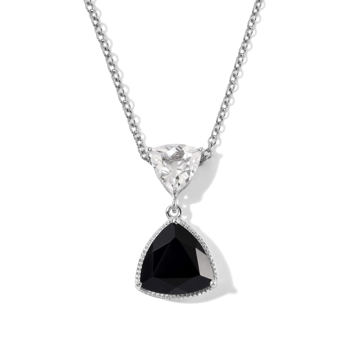 D'Joy - Black Spinel &amp; White Topaz Pendant in Platinum Overlay Sterling Silver with Chain (Size 20) 9.00 Ct. 4540373 0