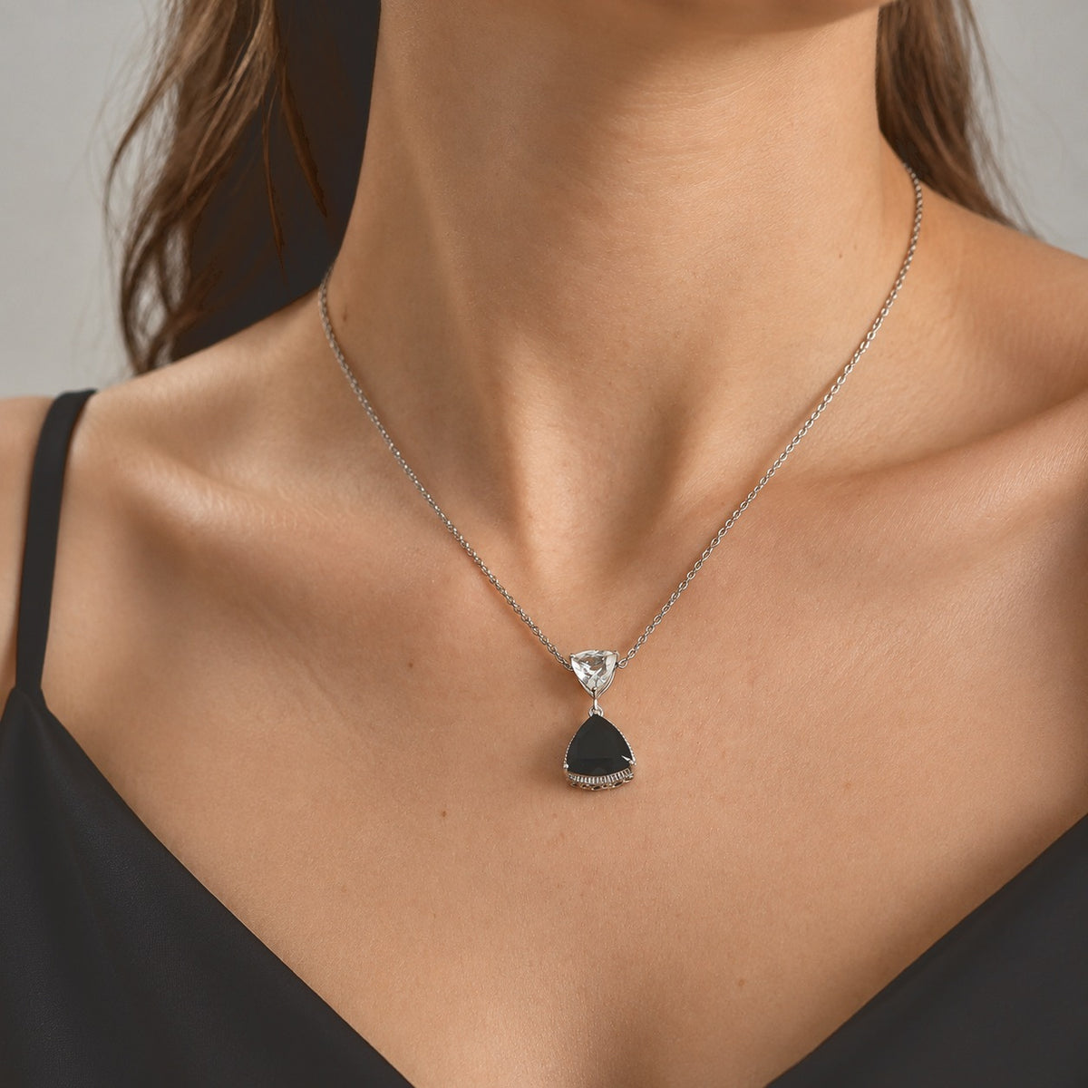 D'Joy - Black Spinel &amp; White Topaz Pendant in Platinum Overlay Sterling Silver with Chain (Size 20) 9.00 Ct. 4540373 2