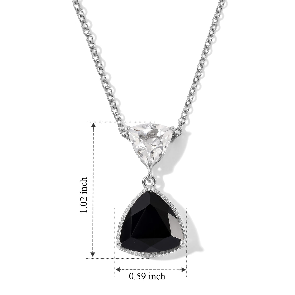 D'Joy - Black Spinel &amp; White Topaz Pendant in Platinum Overlay Sterling Silver with Chain (Size 20) 9.00 Ct. 4540373 4