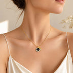 D'Joy - Black Spinel & White Zircon Sunburst Halo Pendant in Yellow Gold Plated Sterling Silver with Chain (Size 20) 4.10 Ct._4540374_2