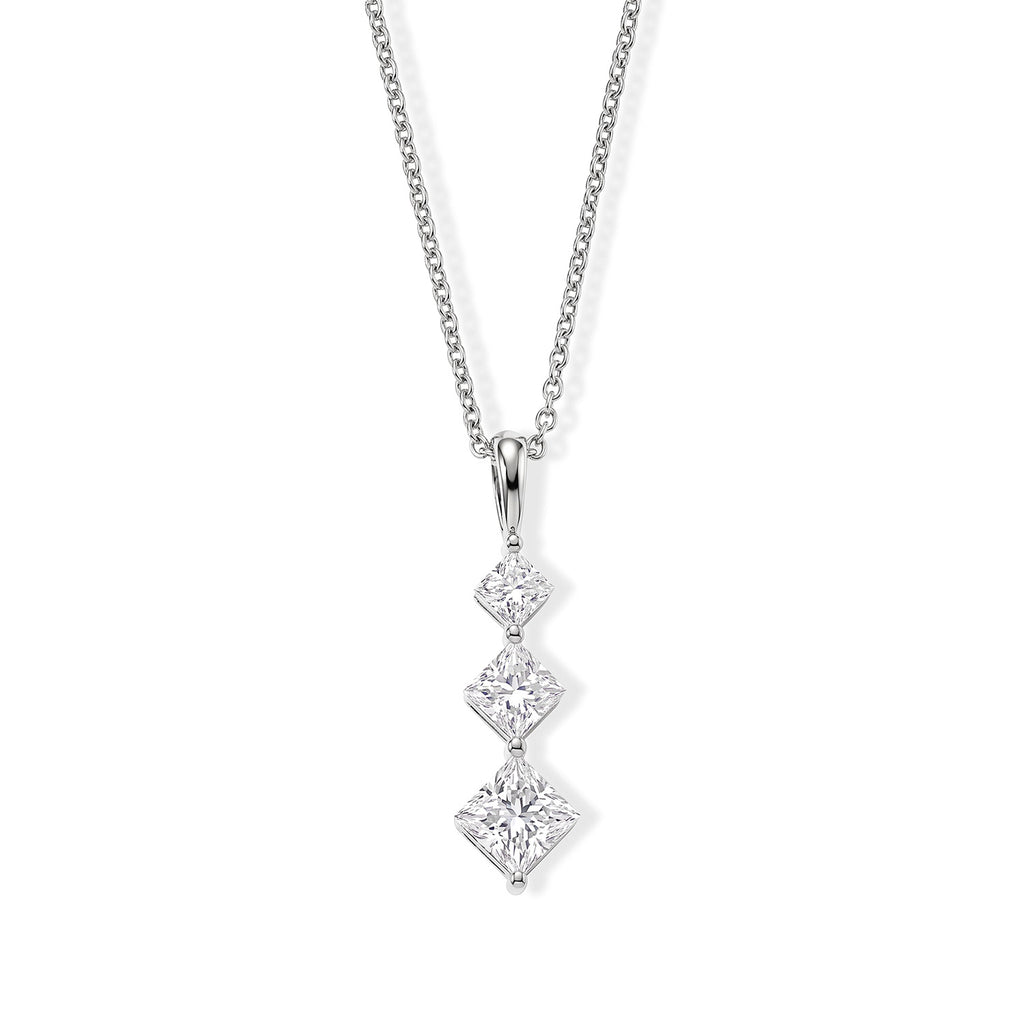 D'Joy - Moissanite Trilogy Pendant in Rhodium Overlay Sterling Silver with Chain (Size 20) 2.40 Ct._4540469