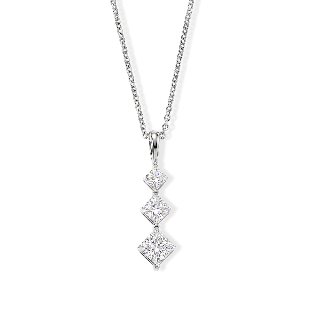D'Joy - Moissanite Trilogy Pendant in Rhodium Overlay Sterling Silver with Chain (Size 20) 2.40 Ct. 4540469 0