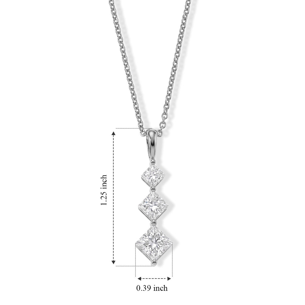 D'Joy - Moissanite Trilogy Pendant in Rhodium Overlay Sterling Silver with Chain (Size 20) 2.40 Ct._4540469_6