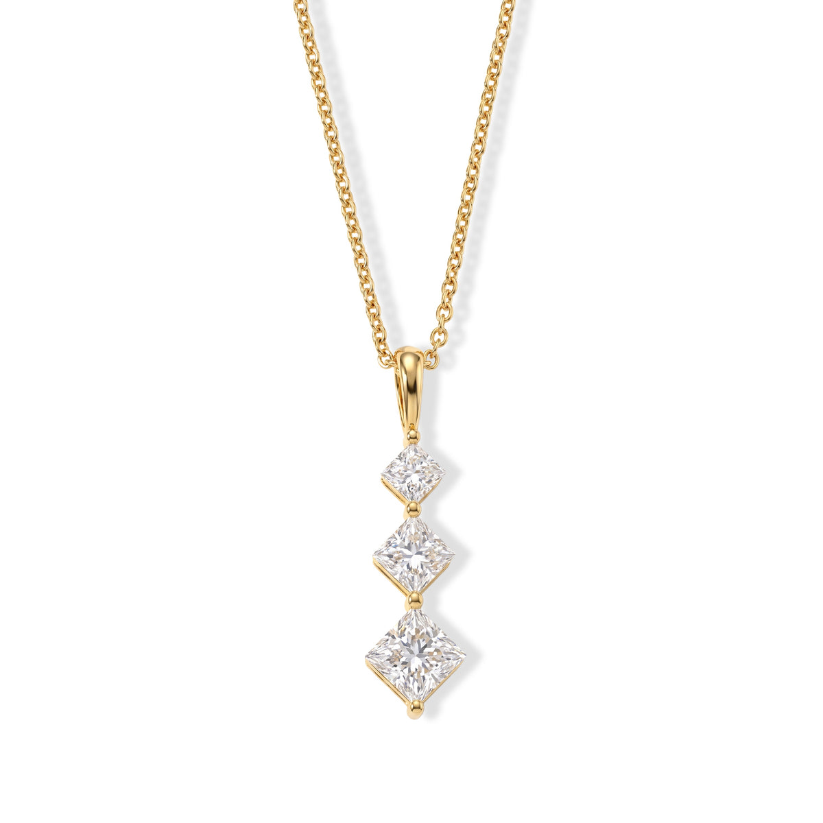 D'Joy - Moissanite Trilogy Pendant in Yellow Gold Plated Sterling with Chain (Size 20) 2.40 Ct. 4540473 0