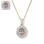 Luxuriant - AAA Turkizite & Lab Grown Diamond (SI/G-H) Halo Pendant with Chain (Size 20) in 18K Vermeil Yellow Gold Plated Sterling Silver 2.00 Ct._4562191