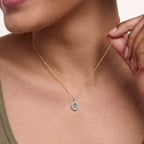 Luxuriant - AAA Turkizite & Lab Grown Diamond (SI/G-H) Halo Pendant with Chain (Size 20) in 18K Vermeil Yellow Gold Plated Sterling Silver 2.00 Ct._4562191_2