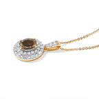 Luxuriant - AAA Turkizite & Lab Grown Diamond (SI/G-H) Halo Pendant with Chain (Size 20) in 18K Vermeil Yellow Gold Plated Sterling Silver 2.00 Ct._4562191_3