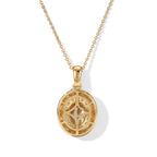 Luxuriant - AAA Turkizite & Lab Grown Diamond (SI/G-H) Halo Pendant with Chain (Size 20) in 18K Vermeil Yellow Gold Plated Sterling Silver 2.00 Ct._4562191_4