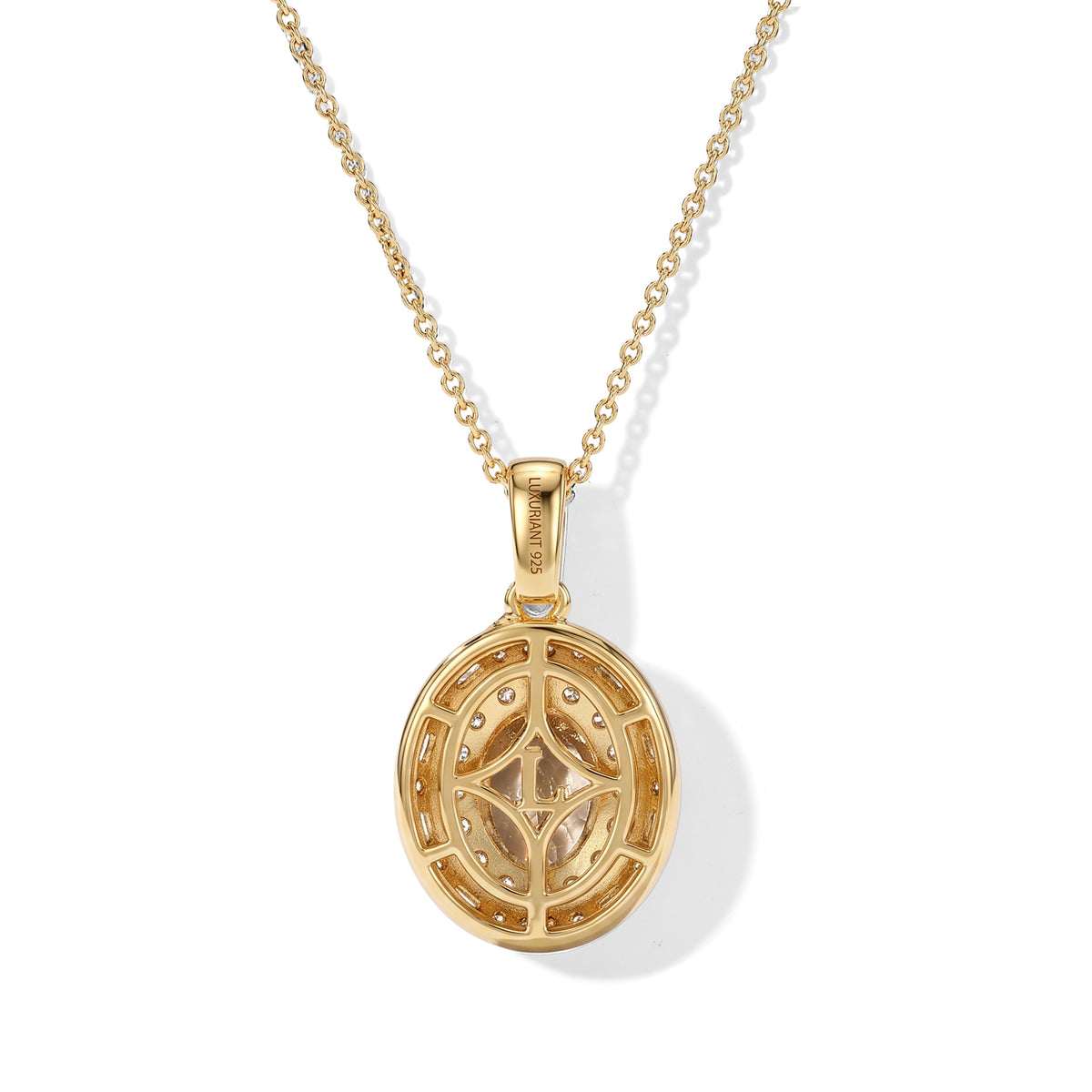 Luxuriant - AAA Turkizite &amp; Lab Grown Diamond (SI/G-H) Halo Pendant with Chain (Size 20) in 18K Vermeil Yellow Gold Plated Sterling Silver 2.00 Ct. 4562191 4