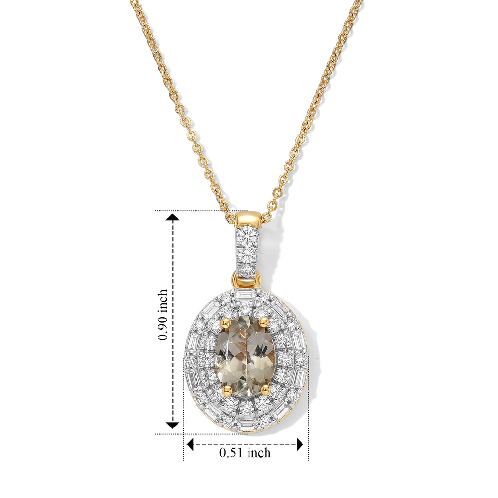 Luxuriant - AAA Turkizite & Lab Grown Diamond (SI/G-H) Halo Pendant with Chain (Size 20) in 18K Vermeil Yellow Gold Plated Sterling Silver 2.00 Ct._4562191_5