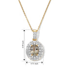 Luxuriant - AAA Turkizite & Lab Grown Diamond (SI/G-H) Halo Pendant with Chain (Size 20) in 18K Vermeil Yellow Gold Plated Sterling Silver 2.00 Ct._4562191_5