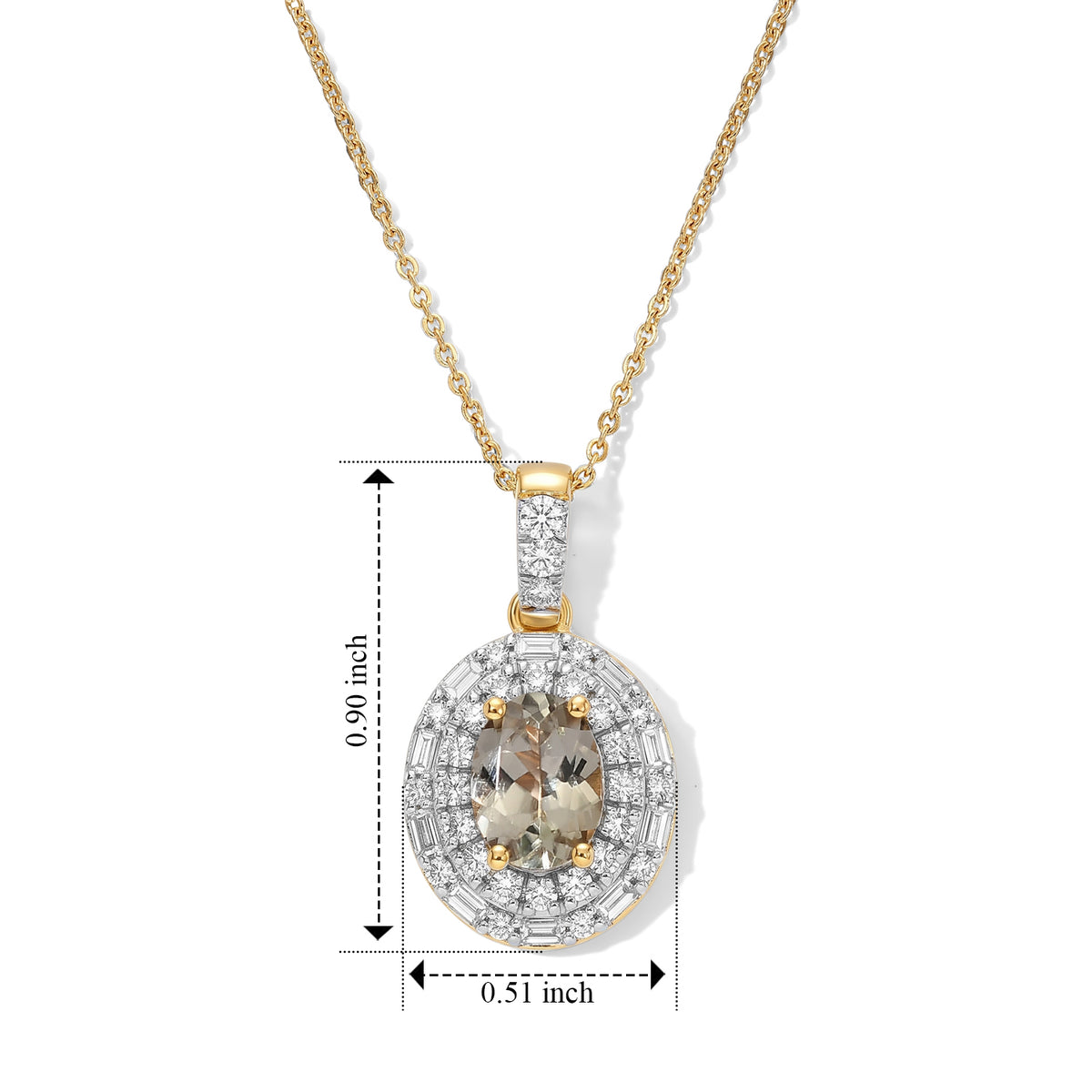 Luxuriant - AAA Turkizite &amp; Lab Grown Diamond (SI/G-H) Halo Pendant with Chain (Size 20) in 18K Vermeil Yellow Gold Plated Sterling Silver 2.00 Ct. 4562191 5