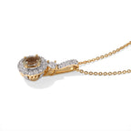 Luxuriant - AAA Turkizite & Lab Grown Diamond (SI/G-H) Halo Pendant with Chain (Size 20) in 18K Vermeil Yellow Gold Plated Sterling Silver 0.90 Ct._4562193_3