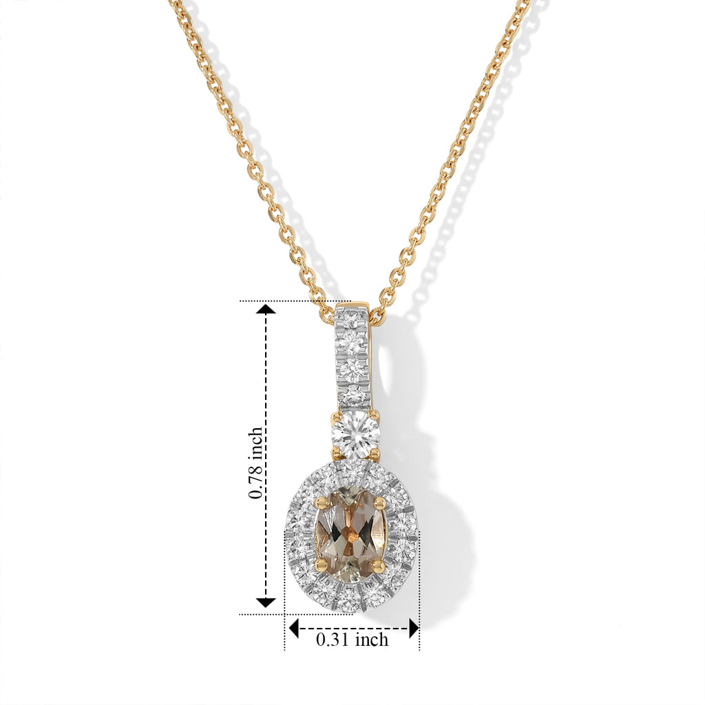 Luxuriant - AAA Turkizite & Lab Grown Diamond (SI/G-H) Halo Pendant with Chain (Size 20) in 18K Vermeil Yellow Gold Plated Sterling Silver 0.90 Ct._4562193_5