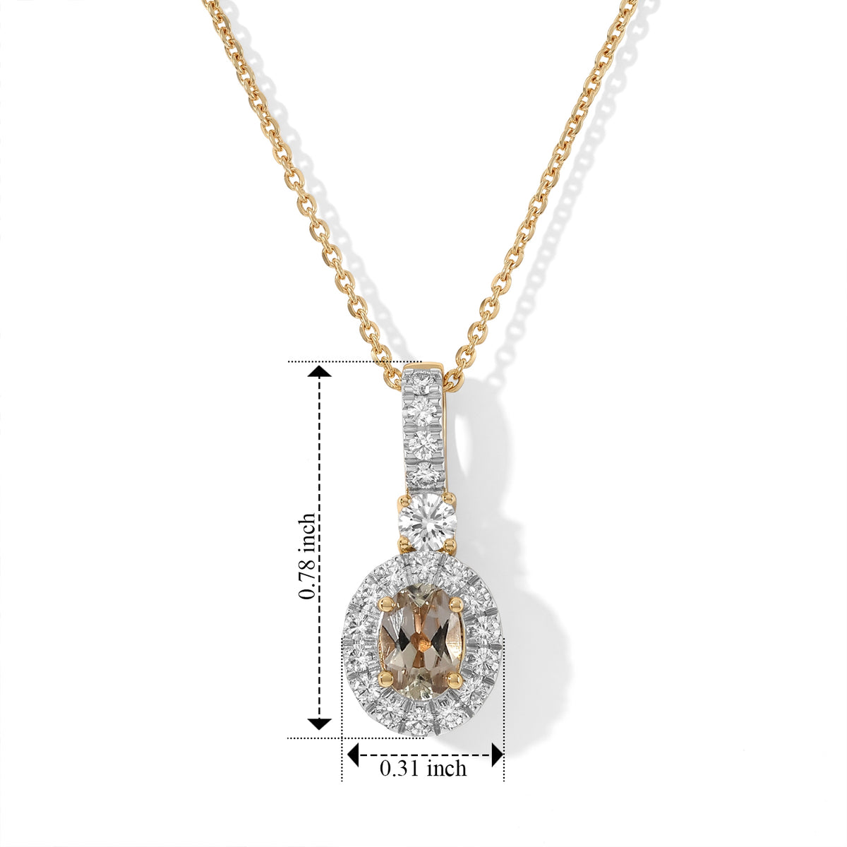 Luxuriant - AAA Turkizite &amp; Lab Grown Diamond (SI/G-H) Halo Pendant with Chain (Size 20) in 18K Vermeil Yellow Gold Plated Sterling Silver 0.90 Ct. 4562193 5