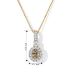 Luxuriant - AAA Turkizite & Lab Grown Diamond (SI/G-H) Halo Pendant with Chain (Size 20) in 18K Vermeil Yellow Gold Plated Sterling Silver 0.90 Ct._4562193_5
