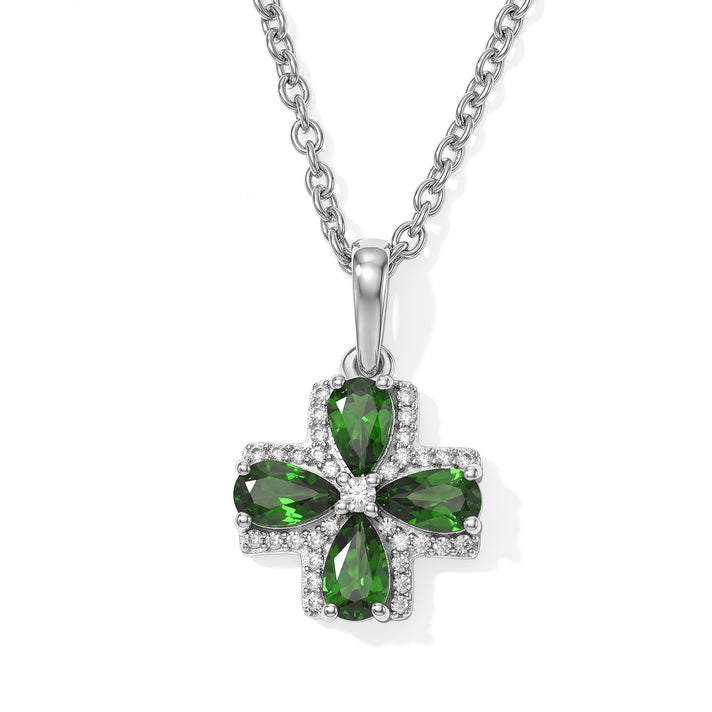 Natural Chrome Diopside, White Zircon Pendant with Chain (Size 20) in Platinum Overlay Sterling Silver 0.35 ct 1.470 Ct. 4562227 1
